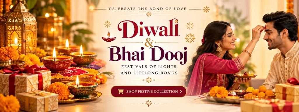 Diwali and Bhai Dooj — Celebrate the bond of love. Festivals of lights and lifelong bonds. Shop the festive collection.
