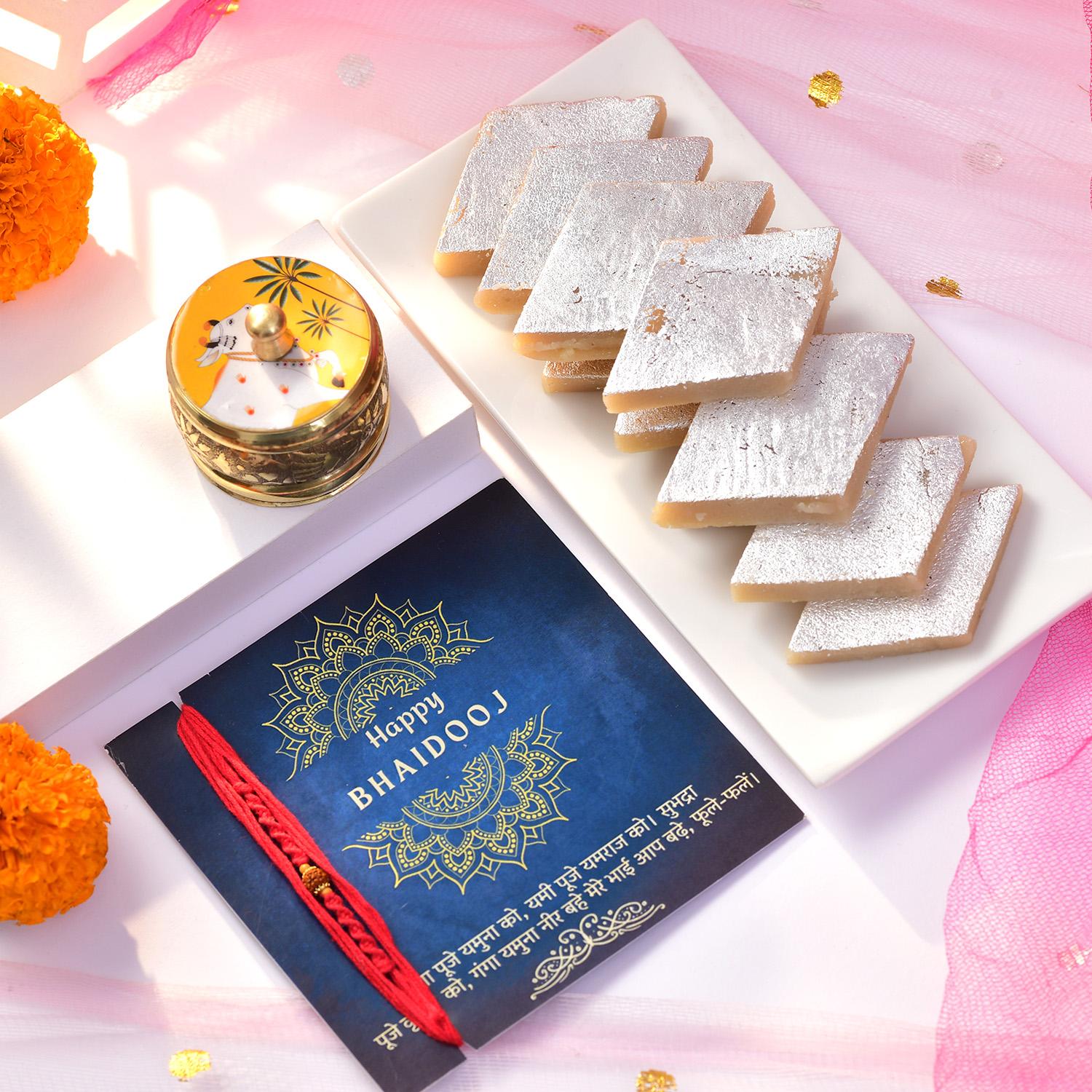 Bhai Dooj Kaju Katli & Kumkum Gift Box