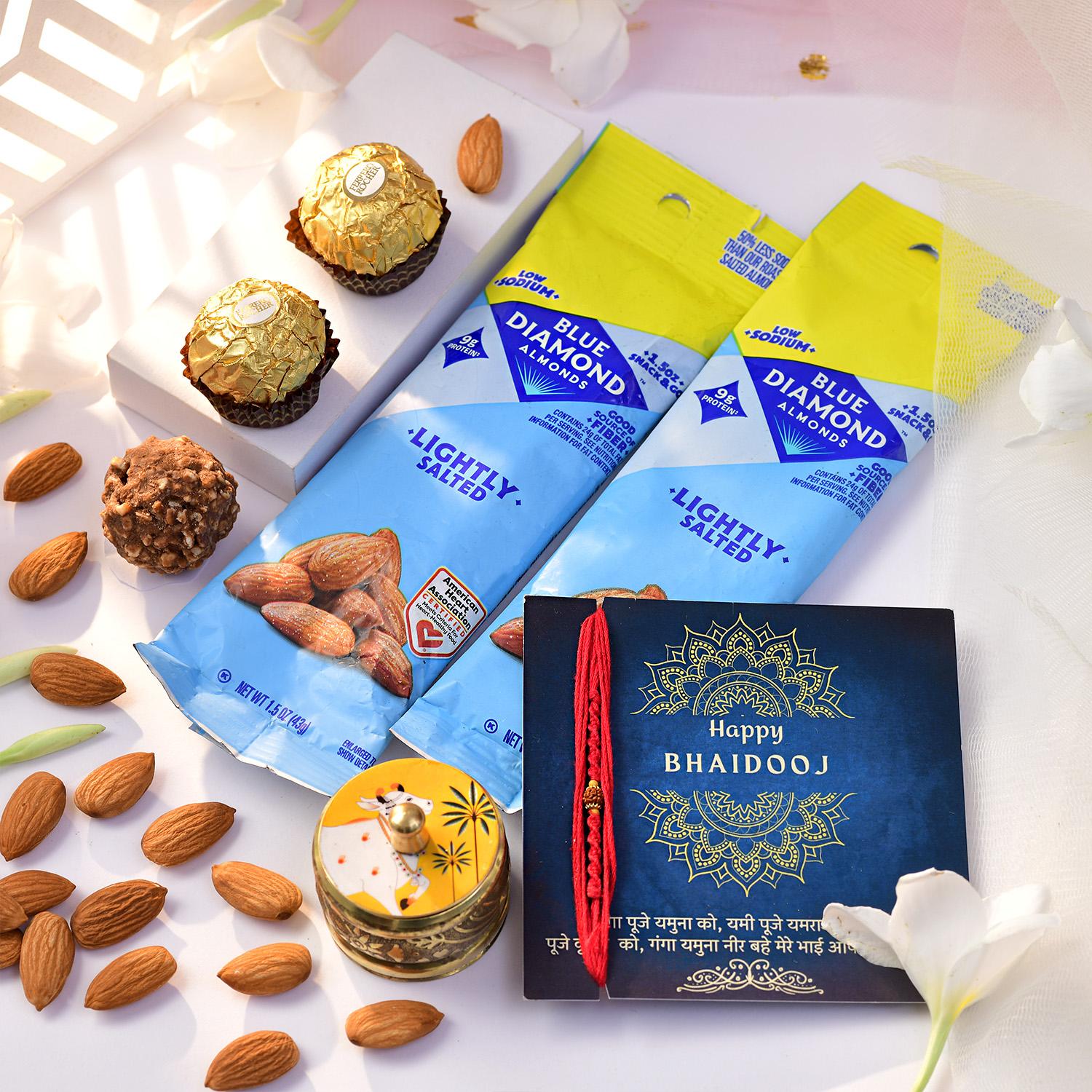 Bhai Dooj Ferrero, Almonds & Kumkum Box