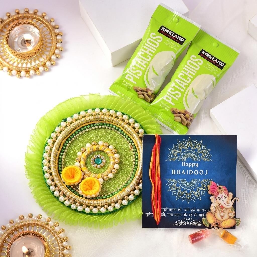 Bhai Dooj Puja Thali & Pistachio Set