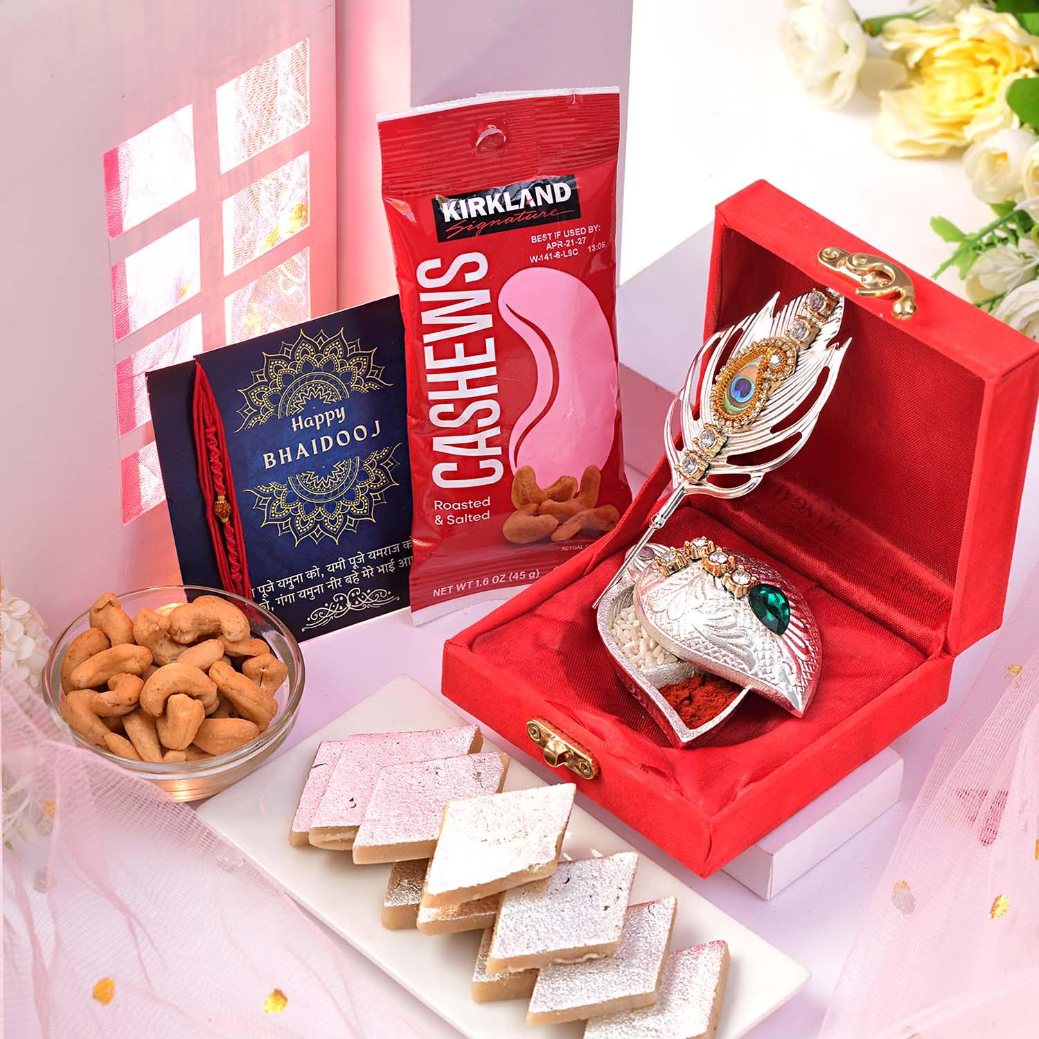 Bhai Dooj Pooja Set with Kaju Katli & Cashews