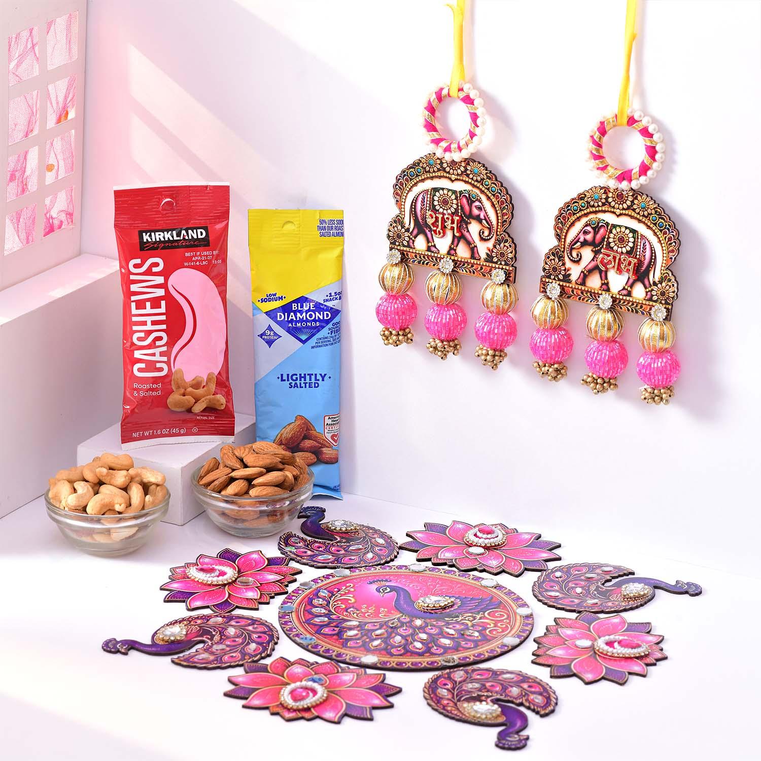 Diwali Shubh Labh, Rangoli & Dry Fruit Set