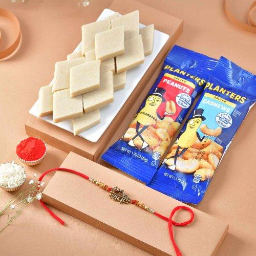 Shree Rakhi with Kaju Katli & Planters Nuts Gift Hamper | Premium Raksha Bandhan Gift for Brother