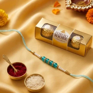Blue Pearl Rakhi with Chocolates