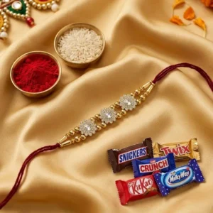 Designer Rakhi for Men with 5 Chocolates & Roli Chawal
