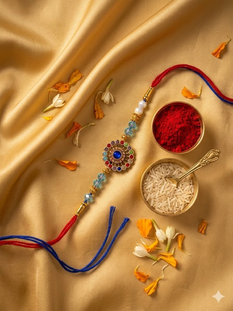 Multi Stone Rakhi – Stylish Single Rakhi for Raksha Bandhan