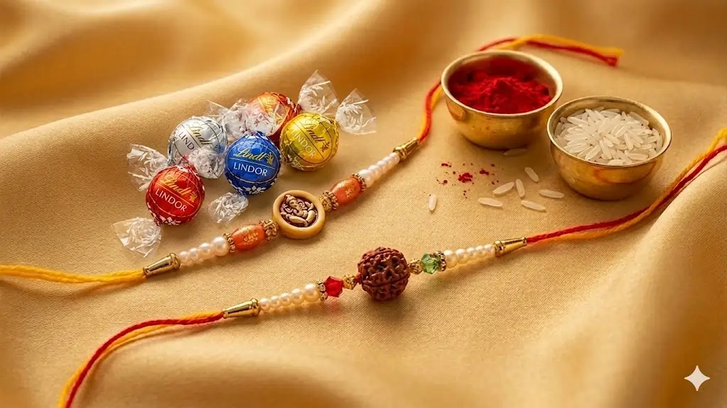 Rudraksha & Ganesh Rakhi Combo with Chocolates