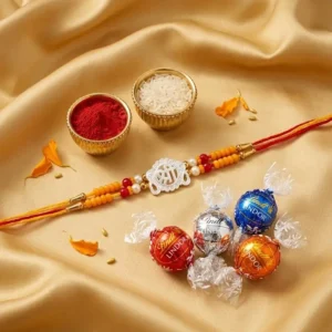 Shree Silver Rakhi with Lindor Truffle Combo