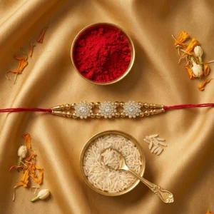 Gold and Crystal Single Rakhi