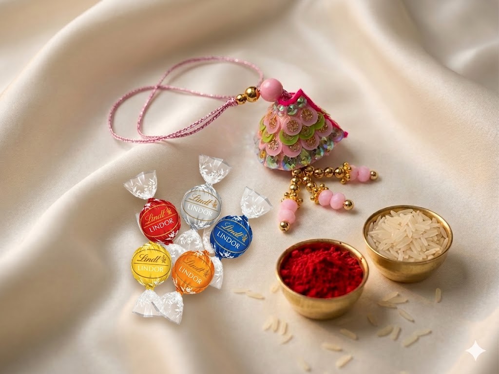 Pink-Lumba-Rakhi-with-Lindor-Chocolate